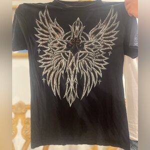 Affliction Black and Orange Graphic Tee shirt